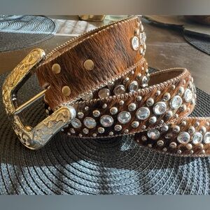 Real Cow Hair Leather Ladies Western Belt
